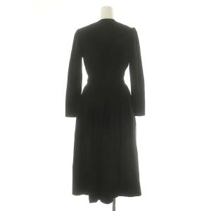 CELFORD クリスタルプリーツニットワンピース ロング ミモレ丈 長袖 ウエストリボン付き 36 黒 ブラック /MI