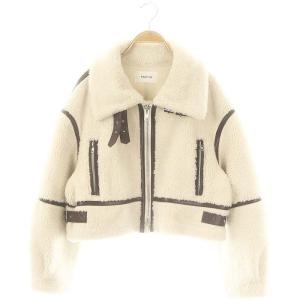 22AW ショートボンバージャケット アウター ブルゾン クロップド丈 F アイボリー 茶 ブラウン /YQ