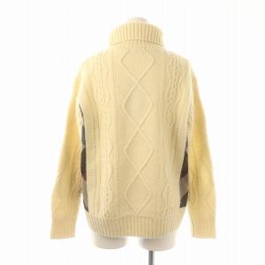 BLUE LABEL CRESTBRIDGE クレストブリッジチェック ニット セーター 長袖 タートルネック 切替 38 アイボリー マルチカラー