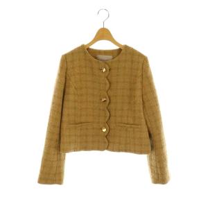 24AW 2WAY釦ジャケット ノーカラー ツイード スカラップ 1 キャメル /DF OS