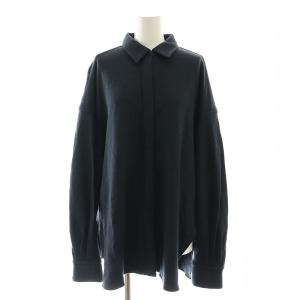 ツイルジャージー オーバーサイズシャツ 長袖 ウール 紺 ネイビー /KO OS