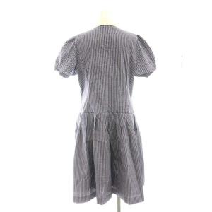 M'S GRACY ワンピース ロング 半袖 ストライプ 42 ネイビー ホワイト