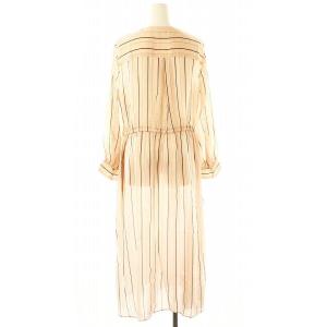 ANAYI ストライプクルーネックワンピース ロング 長袖 38 ピンク