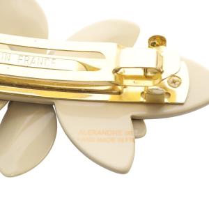 Alexandre De Paris バレッタ フラワーモチーフ バイカラー ネイビー ベージュ /YO24