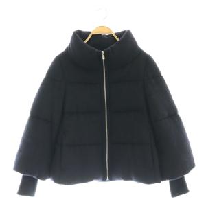 アルパカシャギーダウンコート 34 ネイビー