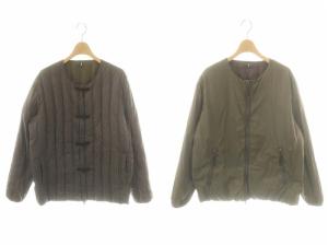 × BEAMS Lightsチャイナリバーシブルダウンジャケット ジップアップ ナイロン M 茶 カーキ