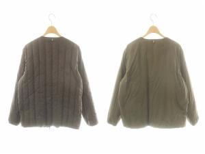 TAION × BEAMS Lightsチャイナリバーシブルダウンジャケット ジップアップ ナイロン M 茶 カーキ