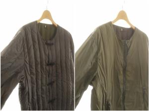 TAION × BEAMS Lightsチャイナリバーシブルダウンジャケット ジップアップ ナイロン M 茶 カーキ