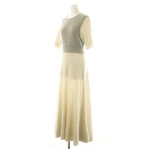 Drawer ニットワンピース スパンコール ウール アイボリー グレー