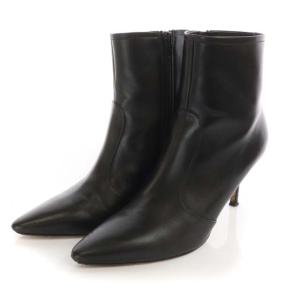ショートブーツ ポインテッドトゥ レザー 38 25cm 黒 ブラック /MF OS