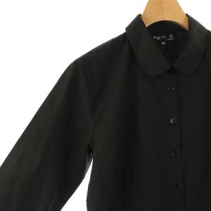 agnes b. 丸襟シャツ 長袖 36 ブラック /DO OS