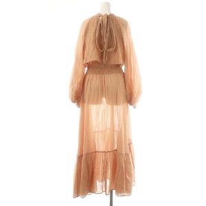 CASA FLINE ハイネックタックパフスリーブワンピース ロング シアー F ピンクブラウン /DO OS
