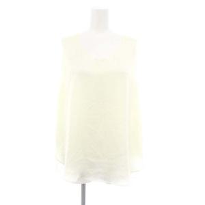 LUSTERED CLOTH ノースリーブブラウス Uネック サテン 38 M 白 ホワイト /AT OS