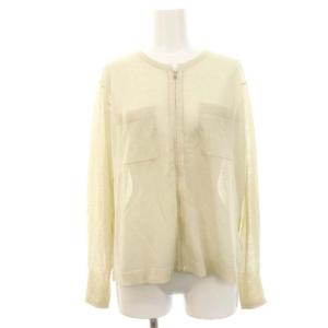 24SS シアーハイゲージニットジップアップカーディガン 長袖 リネン混 M イエローベージュ /DO