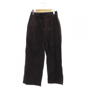 22SS OVERDYE MELANGE COTTON LINEN パンツ ワイドパンツ タック 1 茶