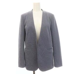 ループピンヘッドノーカラージャケット 背抜き Vネック 38 紺 ネイビー /DO OS PN