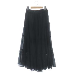 シアーティアードスカート ロング フレア 36 黒 ブラック /DO OS PN