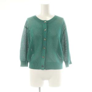 24SS メッシュ5分袖カーディガン 38 M ブルーグリーン /SY OS