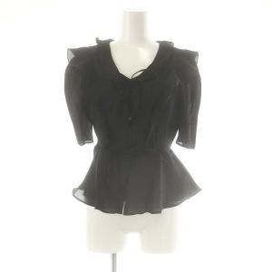 24SS シアーフリルペプラムブラウス F ブラック /SY OS