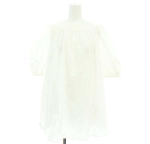 Aveniretoile 24SS ラグランパフスリーブフレアブラウス スモック プルオーバー 半袖 ギャザー 38 白 ホワイト