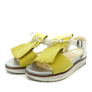 ペダラサンダル 厚底 ストラップ 23?p 黄 白 シルバー色 /HK OS PN