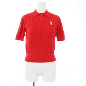 24SS サングラスLily Bear ポロニット プルオーバー ポロシャツ 半袖 ケーブル編み F 赤
