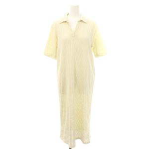 レースメッシュポロシャツドレス ワンピース ロング ミモレ丈 五分袖 S オフホワイト /MI OS PN