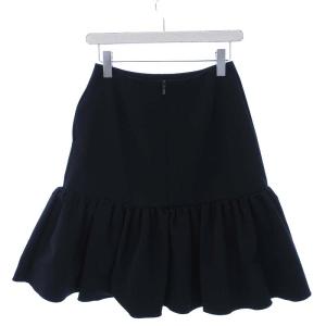 FOXEY NEW YORK ギャザーフレアスカート 膝丈 38 M 紺 ネイビー 38962 /K PN