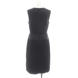 Max Mara Pianoforte 素材切り替え ノースリーブワンピース ロング シルク混 I40 黒 ブラック /ES