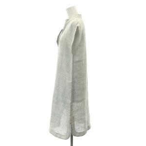 Max Mara リネン キーネックシャツワンピース ひざ丈 ノースリーブ 42 グレー /DF OS PN