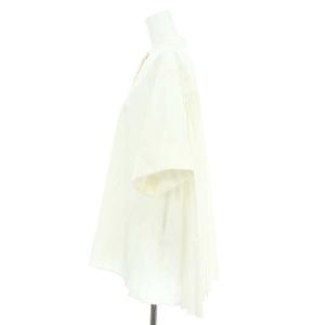 UNITED ARROWS バックプリーツ 五分袖 ブラウス チュニック バンドカラー 38 白 ホワイト /MI OS PN