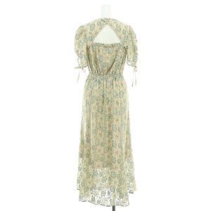 dazzlin 23SS ギャザーオープンレースワンピース ロング 半袖 カシュクール 花柄 F ベージュ ミントグリーン