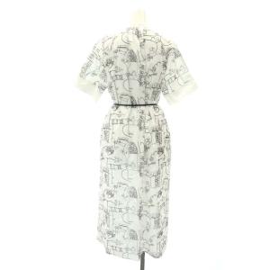 TOMORROWLAND collection 22SS ラビリンスエンブロイダリー バンドカラーシャツワンピース ロング 半袖 ベルト付き 34 白