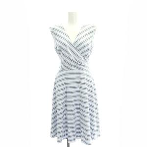 ノースリーブカシュクールワンピース ひざ丈 Vネック バックファスナー 2 M グレー 白 ホワイト /YQ