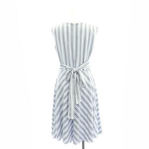 LAUREN RALPH LAUREN ノースリーブカシュクールワンピース ひざ丈 Vネック バックファスナー 2 M グレー 白 ホワイト /YQ