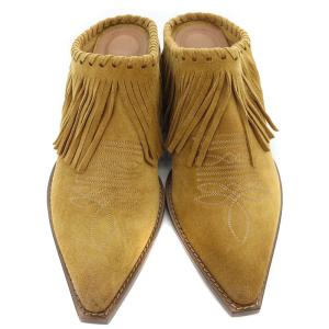 SARTORE ウエスタン調 フリンジ ミュール スエード 37 23.5-24cm 茶色 ブラウン /SR16 PN