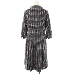 Leilian フロントジップツイードワンピース Leilian The Week 七分袖 ステンカラー 9 ネイビー