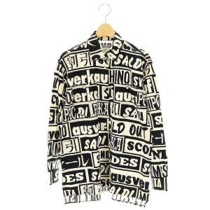 英字プリントシャツ 長袖 S ブラック アイボリー /ES OS