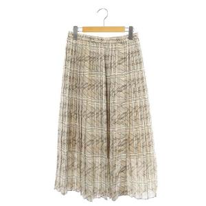 COMPLEX PLAID MANDI 総柄プリーツスカート ロング 038 ベージュ 黒 ブラック /AA