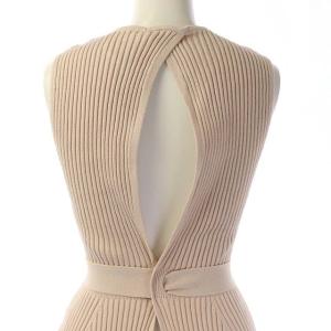 eimy istoire オープンバックニットセットアップ リブニット ノースリーブ クルーネック スカート タイト ロング F