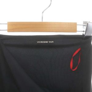 VIVIENNE TAM パワーネット スカート 総柄 フレア スリット ひざ丈 0 黒 ピンク ブラック /HS OS PN