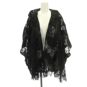 Grace Class スカラレースポンチョカーディガン フード 薄手 五分袖 コットン混 36 黒 ブラック /NR OS PN