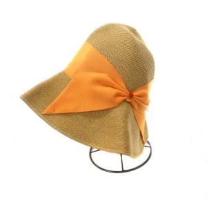 ペーパーハット 麦わら帽子 リボン ベージュ オレンジ /DO OS PN