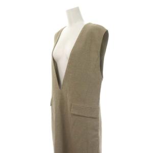 IENA 23SS ウールリネンVネックマキシワンピース ロング ノースリーブ 38 ベージュ /HS OS PN