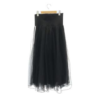 DOUBLE STANDARD CLOTHING 22AW ESSENTIAL ソフトチュールスカート ロング フレア ライン 38 黒 ブラック /HK