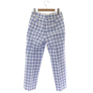 Drawer ギンガムチェック クロップドパンツ ストレート 34 サックスブルー 白 ホワイト /HS OS PN