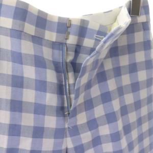 Drawer ギンガムチェック クロップドパンツ ストレート 34 サックスブルー 白 ホワイト /HS OS PN