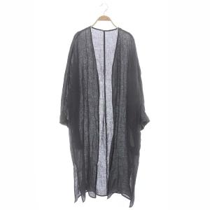麻ガーゼgown ガウン カーディガン ロング 長袖 シアー ダークグレー /DO OS PN