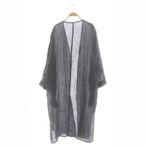 Deuxieme Classe 麻ガーゼgown ガウン カーディガン ロング 長袖 シアー ダークグレー /DO OS PN