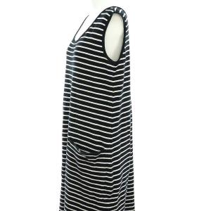 PLAIN PEOPLE ロングポケットワンピース ボーダー ノースリーブ 2 黒 白 ブラック ホワイト /HS OS PN